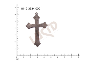 Plochý výsek kříž ostatní s 1 očkem (svěšovací dírkou) 51.0x33.0mm