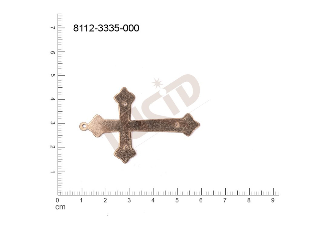 flat cut-out crosses other with 1 loop / attaching hole 51.0x33.0mm