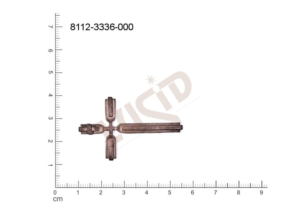 Tvarový výlisek kříž bez oček (svěšovacích dírek) 46.0x28.0mm