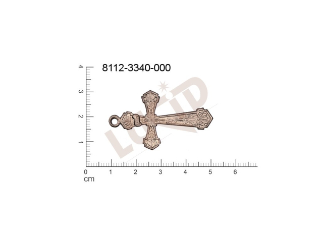 Tvarový výlisek kříž ostatní s 1 očkem (svěšovací dírkou) 41.0x24.0mm