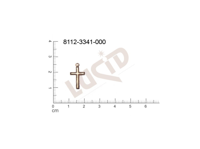 Tvarový výlisek kříž ostatní s 1 očkem (svěšovací dírkou) 17.0x10.0mm