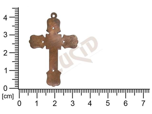 flat cut-out crosses other with 1 loop / attaching hole