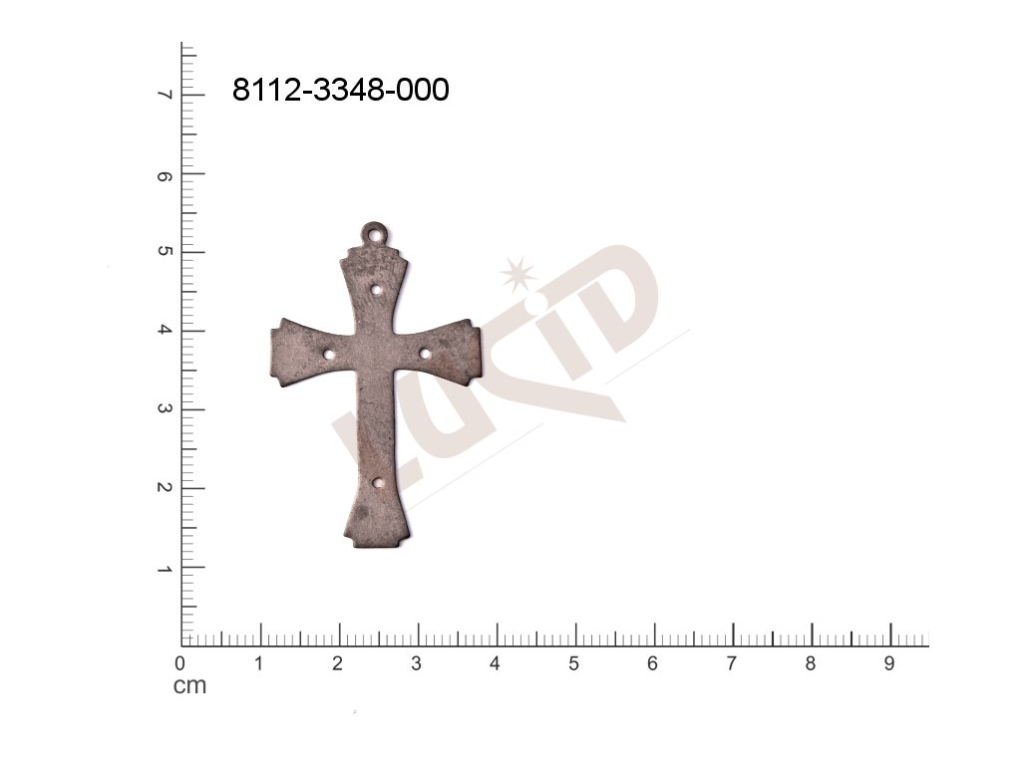 Plochý výsek kříž ostatní s 1 očkem (svěšovací dírkou) 40.0x27.0mm