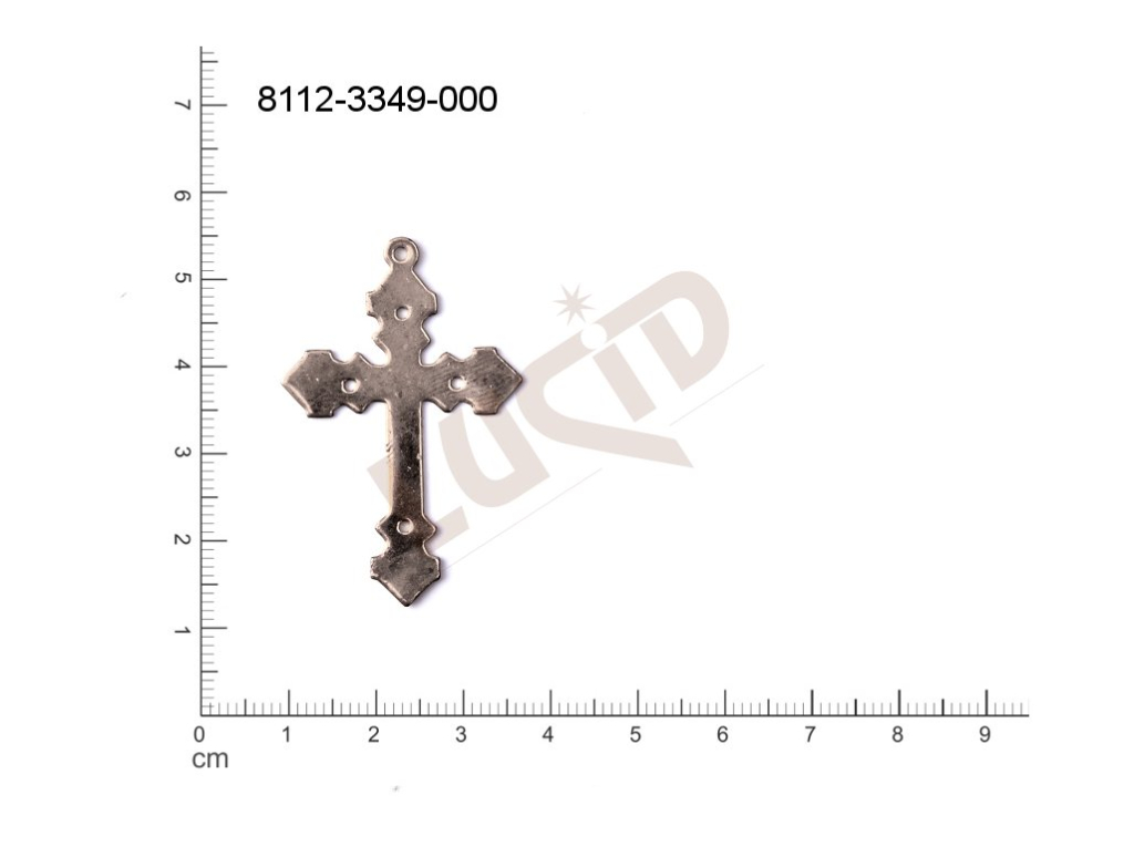 Plochý výsek kříž ostatní s 1 očkem (svěšovací dírkou) 41.0x27.0mm