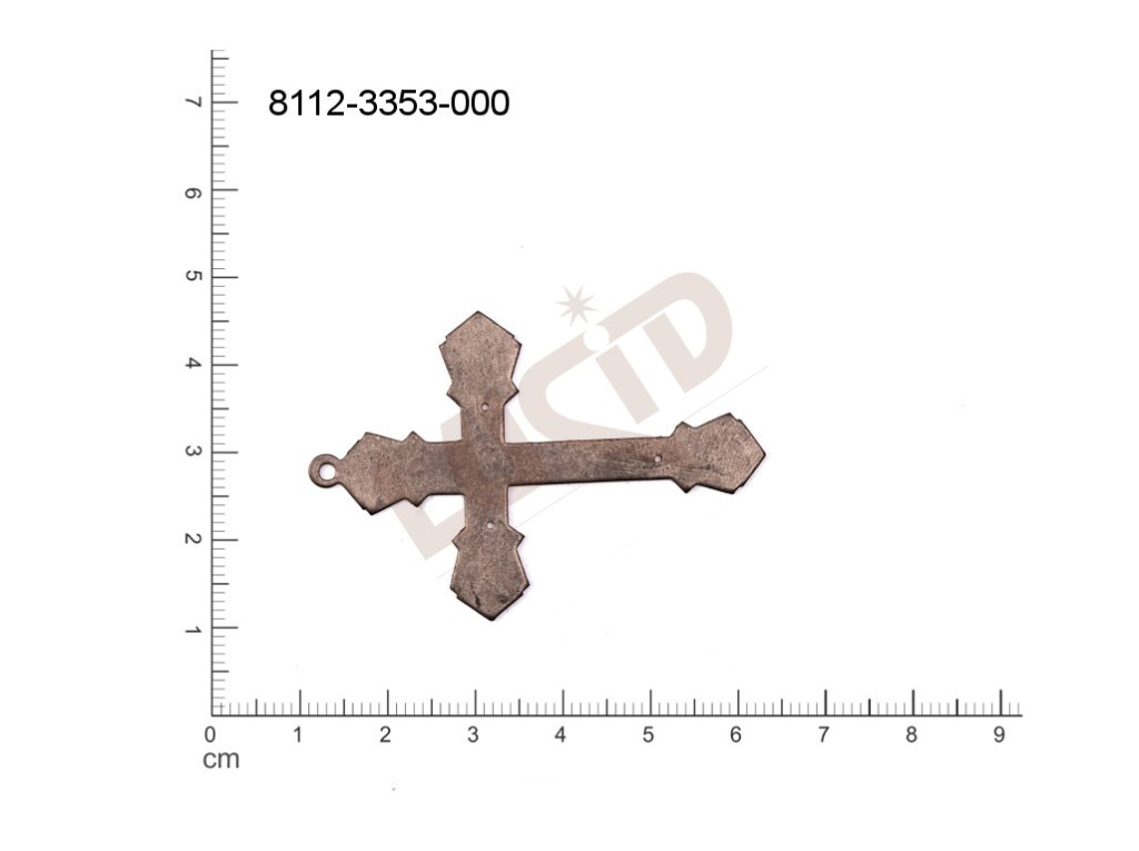 flat cut-out crosses other with 1 loop / attaching hole 53.0x36.0mm