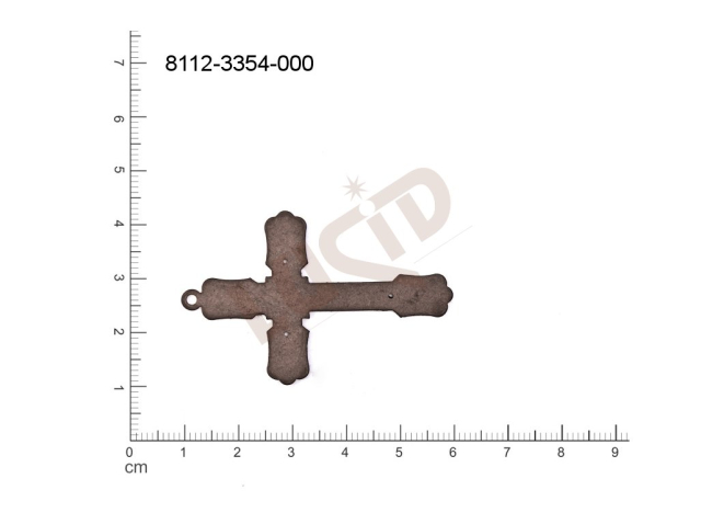 flat cut-out crosses other with 1 loop / attaching hole 51.0x33.0mm