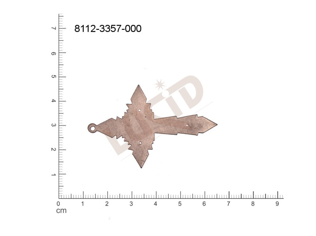 flat cut-out crosses other with 1 loop / attaching hole 54.0x35.0mm