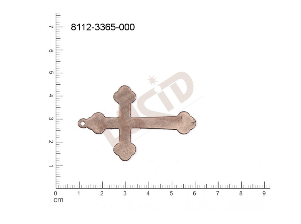 Plochý výsek kříž ostatní s 1 očkem (svěšovací dírkou) 52.0x33.0mm