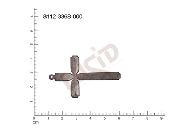 Plochý výsek kříž ostatní s 1 očkem (svěšovací dírkou) 51.0x30.0mm