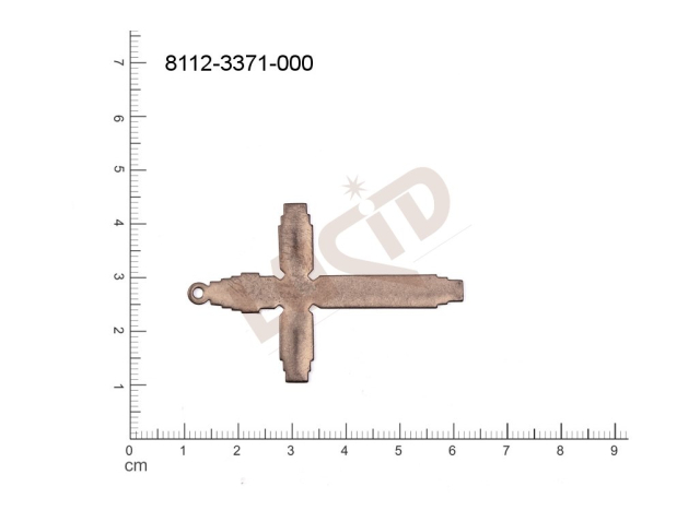 Plochý výsek kříž ostatní s 1 očkem (svěšovací dírkou) 52.0x34.0mm