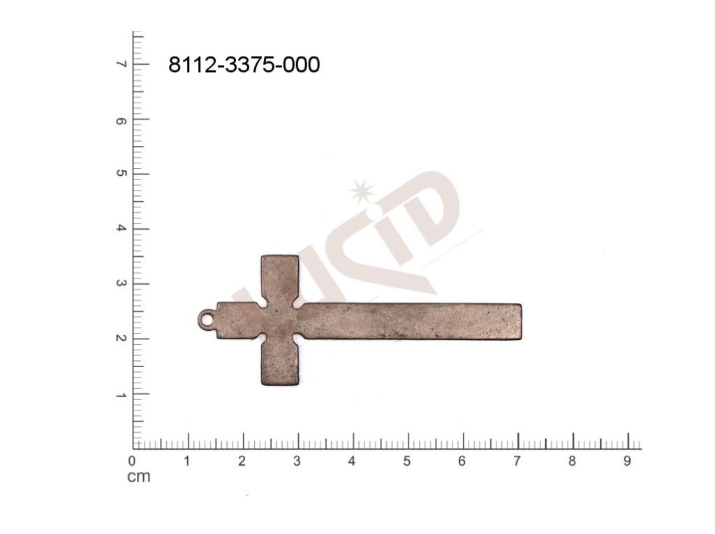 flat cut-out crosses other with 1 loop / attaching hole 60.0x25.0mm