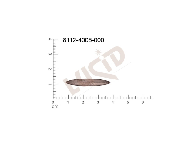 Tvarový výlisek rostlinné motivy lístečky bez oček (svěšovacích dírek) 31.0x6.0mm