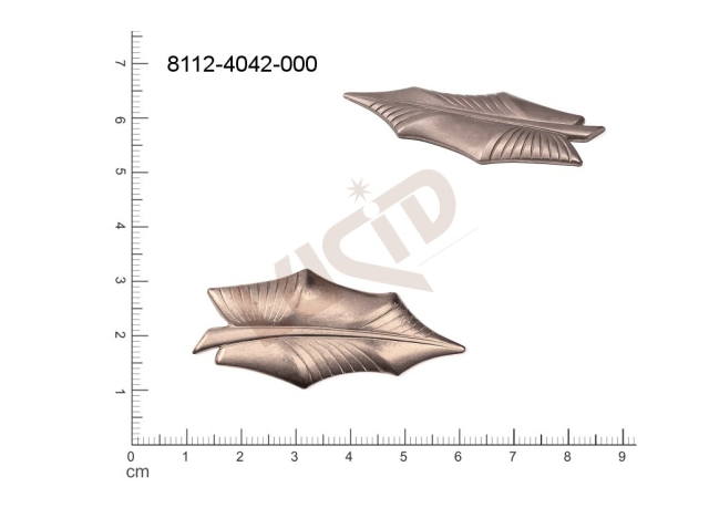 Tvarový výlisek rostlinné motivy lístečky bez oček (svěšovacích dírek) 52.0x23.0mm