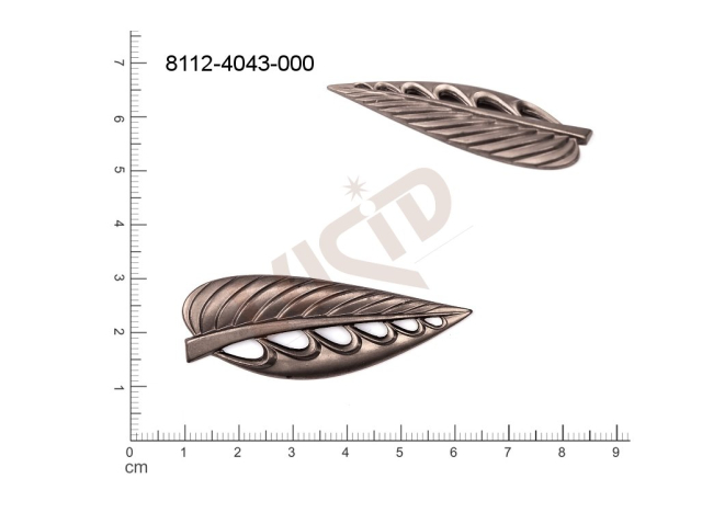 fancy shape plant motives leaves without loops / attaching holes 55.0x20.0mm