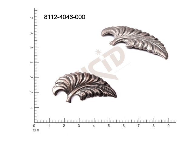 Tvarový výlisek rostlinné motivy lístečky bez oček (svěšovacích dírek) 42.0x20.0mm