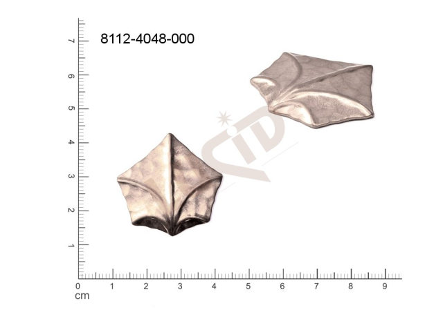 Tvarový výlisek rostlinné motivy lístečky bez oček (svěšovacích dírek) 30.0x30.0mm