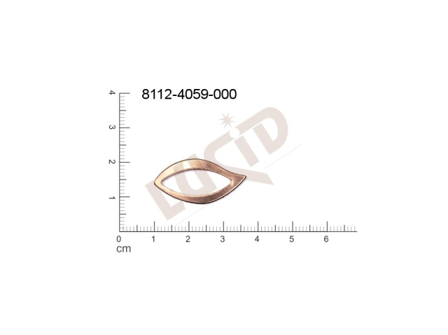 Plochý výsek rostlinné motivy lístečky bez oček (svěšovacích dírek) 27.0x14.0mm