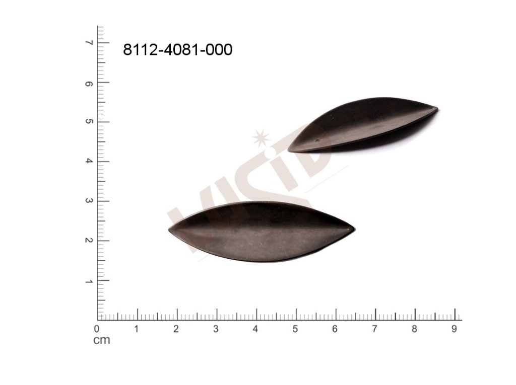 Tvarový výlisek rostlinné motivy lístečky bez oček (svěšovacích dírek) 48.0x16.0mm