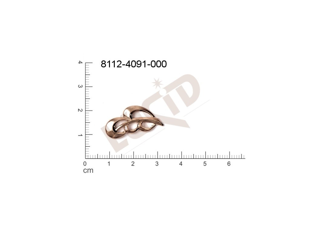 Tvarový výlisek rostlinné motivy lístečky bez oček prořezávaný 26.0x13.0mm