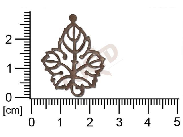 Tvarový výlisek rostlinné motivy lístečky bez oček prořezávaný 28x22,0mm