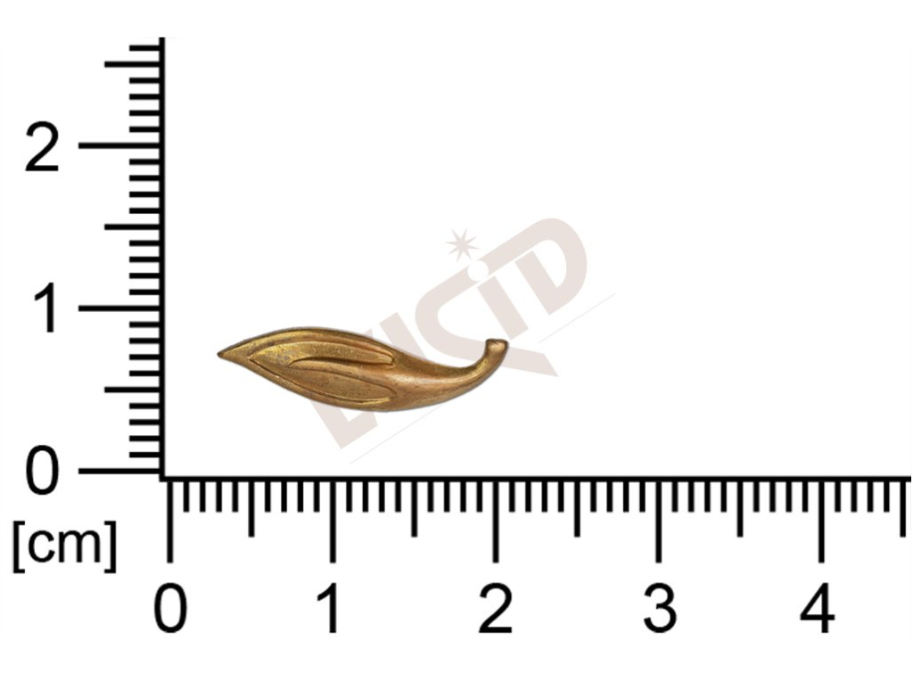 Tvarový výlisek rostlinné motivy lístečky bez oček (svěšovacích dírek) 17x6,5mm