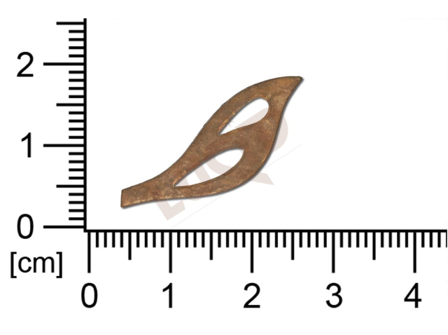 Tvarový výlisek rostlinné motivy lístečky bez oček prořezávaný 27x10mm