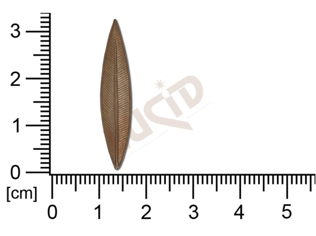 Tvarový výlisek rostlinné motivy lístečky bez oček (svěšovacích dírek) 32,0x6,5mm