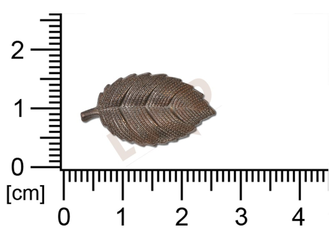 Tvarový výlisek rostlinné motivy lístečky bez oček (svěšovacích dírek) 23,0x12,5mm