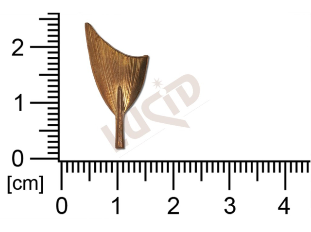 Tvarový výlisek rostlinné motivy lístečky bez oček (svěšovacích dírek) 22,0x12,0mm