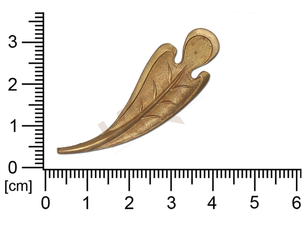 Tvarový výlisek rostlinné motivy lístečky bez oček (svěšovacích dírek) 47,0x14,5mm