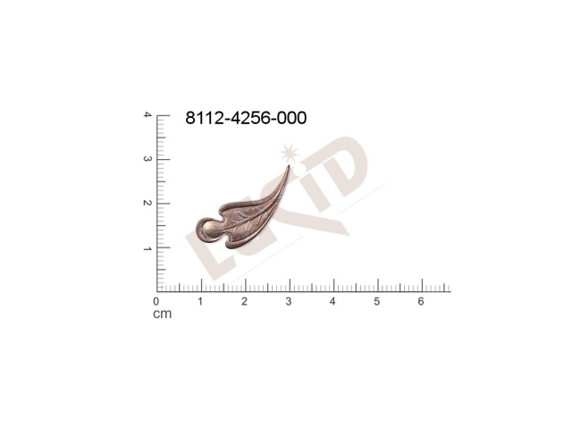 Tvarový výlisek rostlinné motivy lístečky bez oček (svěšovacích dírek) 27.0x10.0mm