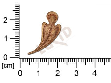 Tvarový výlisek rostlinné motivy lístečky bez oček (svěšovacích dírek) 27,0x10,5mm