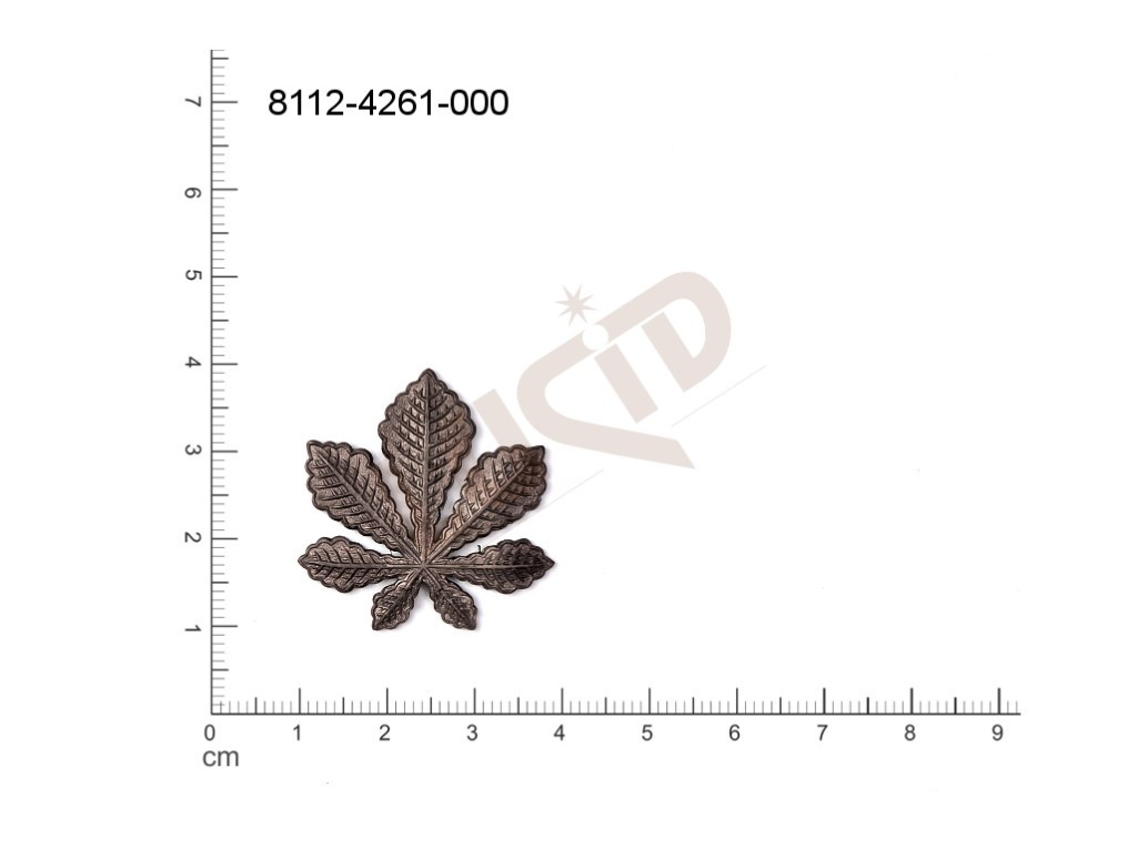 Tvarový výlisek rostlinné motivy lístečky bez oček (svěšovacích dírek) 30.0x29.0mm