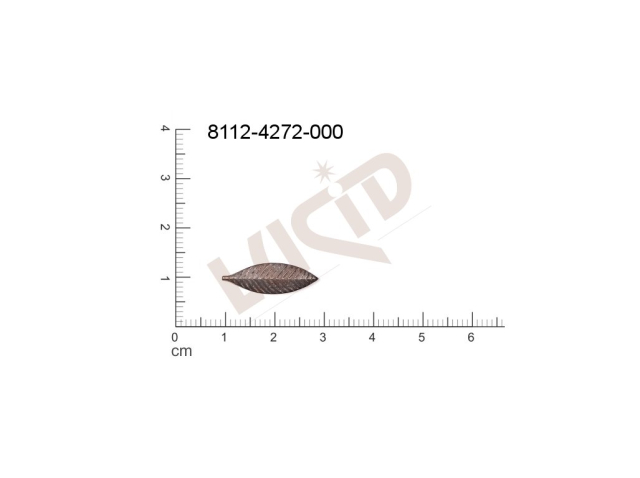 Tvarový výlisek rostlinné motivy lístečky bez oček (svěšovacích dírek) 20.0x 7.0mm