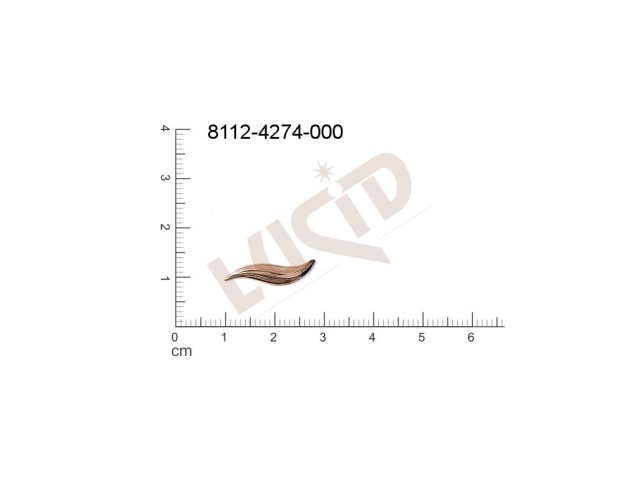 Tvarový výlisek rostlinné motivy lístečky bez oček (svěšovacích dírek) 20.0x5.0mm