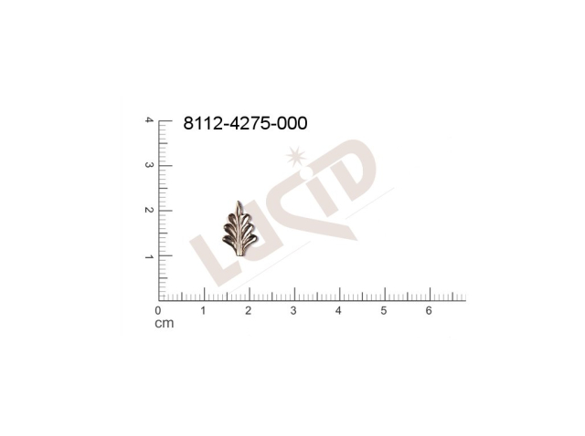 Tvarový výlisek rostlinné motivy lístečky bez oček (svěšovacích dírek) 12.0x7.0mm