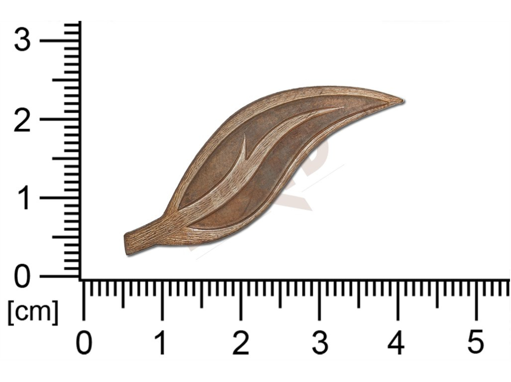 Tvarový výlisek rostlinné motivy lístečky bez oček (svěšovacích dírek) 40,5x11,5mm