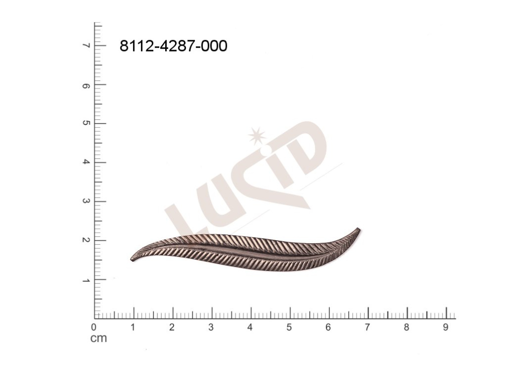 Tvarový výlisek rostlinné motivy lístečky bez oček (svěšovacích dírek) 61.0x10.0mm