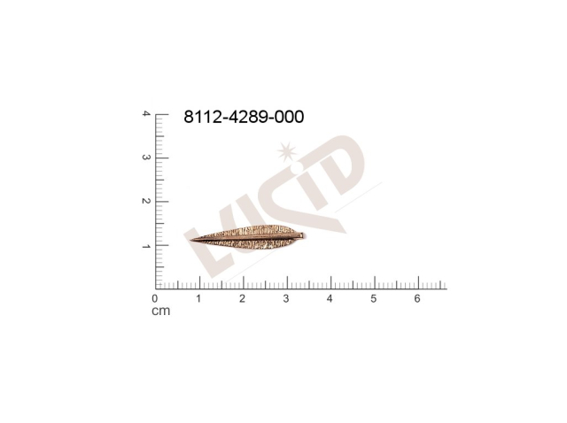 Tvarový výlisek rostlinné motivy lístečky bez oček (svěšovacích dírek) 27.0x6.0mm