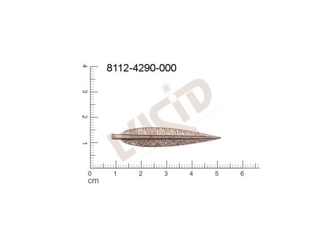 Tvarový výlisek rostlinné motivy lístečky bez oček (svěšovacích dírek) 45.0x8.0mm