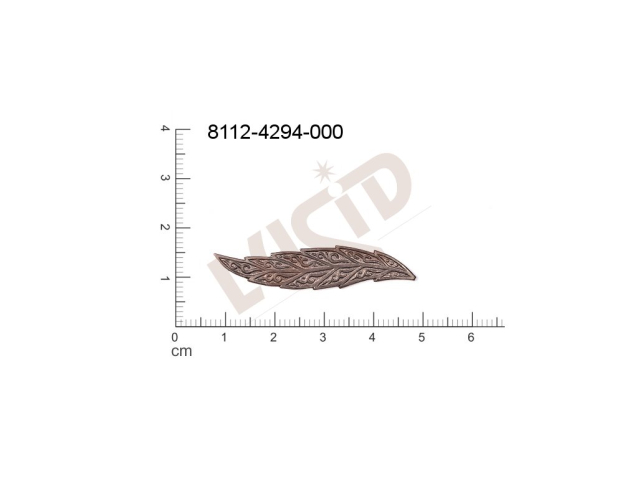 Tvarový výlisek rostlinné motivy lístečky bez oček (svěšovacích dírek) 43.0x9.0mm