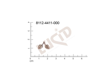 Tvarový výlisek rostlinné motivy lístečky bez oček (svěšovacích dírek) 14.0x10.0mm