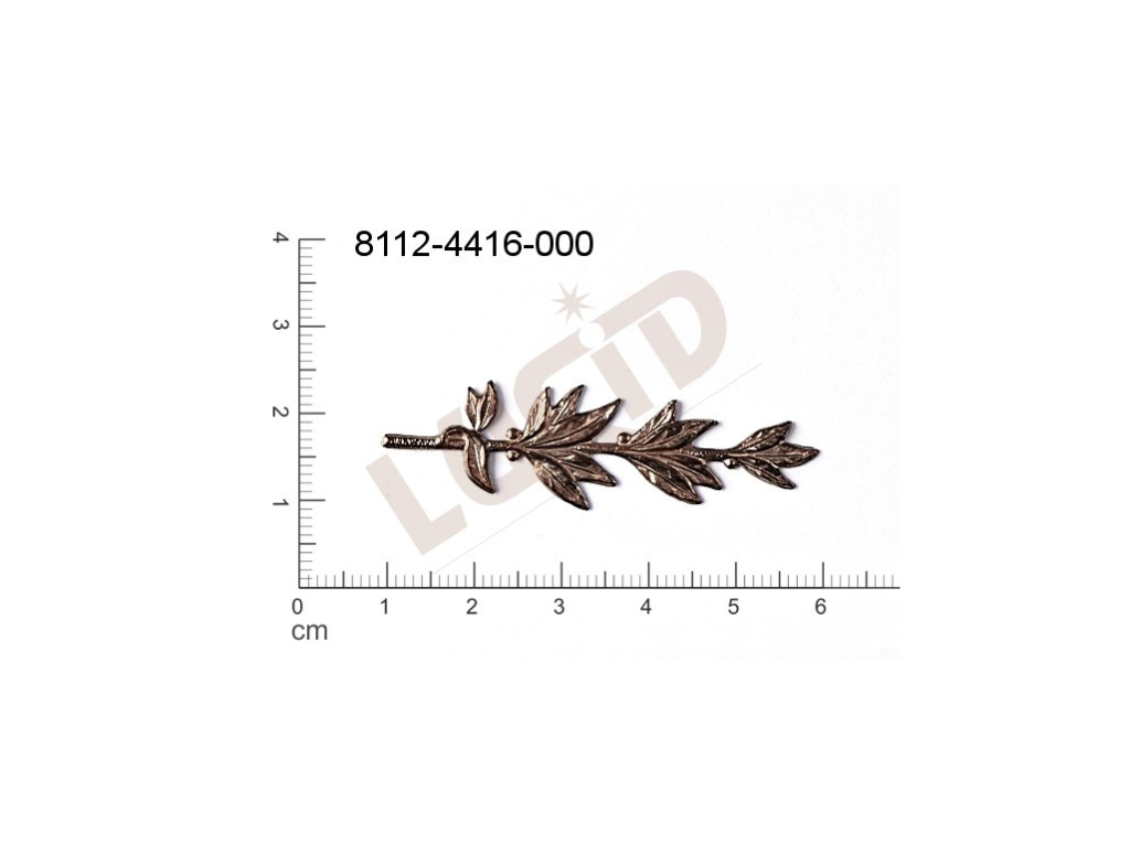 Tvarový výlisek rostlinné motivy lístečky bez oček (svěšovacích dírek) 51.0x14.0mm