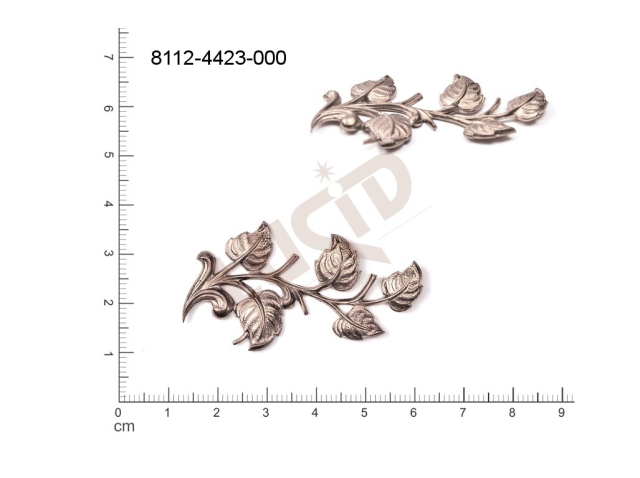 fancy shape plant motives leaves without loops / attaching holes 50.0x27.0mm