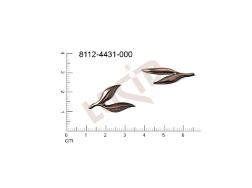 Tvarový výlisek rostlinné motivy lístečky bez oček (svěšovacích dírek) 25.0x15.0mm