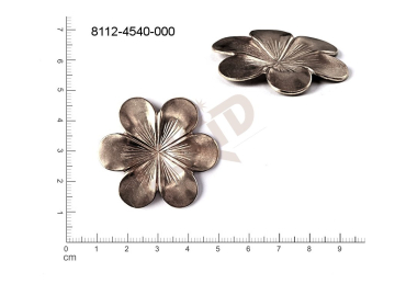 fancy shape plant motives flowers, flower motives without loops / attaching holes 40.0x40.0mm