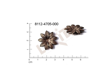 fancy shape plant motives flowers, flower motives without loops / attaching holes 22.0x22.0mm