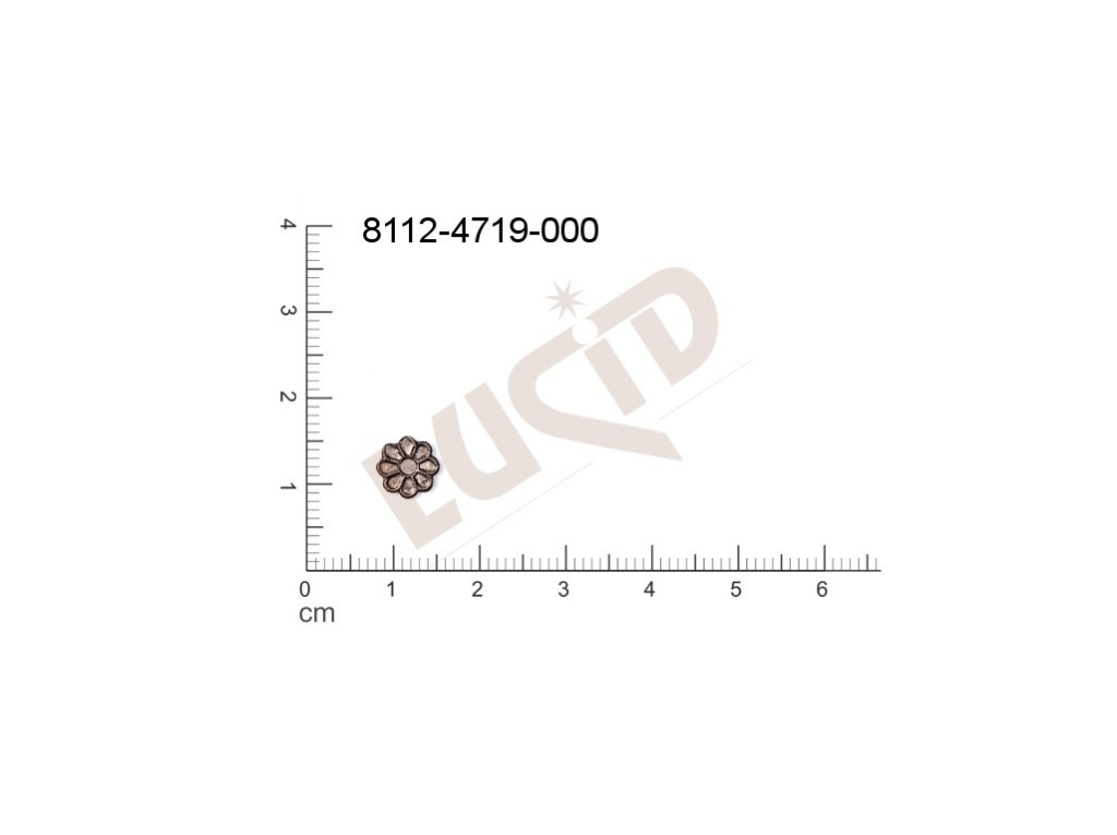 Tvarový výlisek rostlinné motivy kytky, květinové motivy bez oček (svěšovacích dírek) 9.0mm