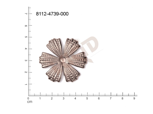 Tvarový výlisek rostlinné motivy kytky, květinové motivy bez oček (svěšovacích dírek) 42.0mm