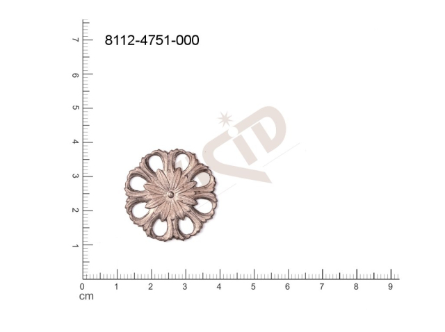 Tvarový výlisek rostlinné motivy kytky, květinové motivy bez oček (svěšovacích dírek) 29.0mm